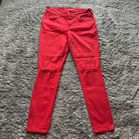 Old Navy Denim - Old Navy Red Rockstar Mid-Rise Skinny Jeans Size 6